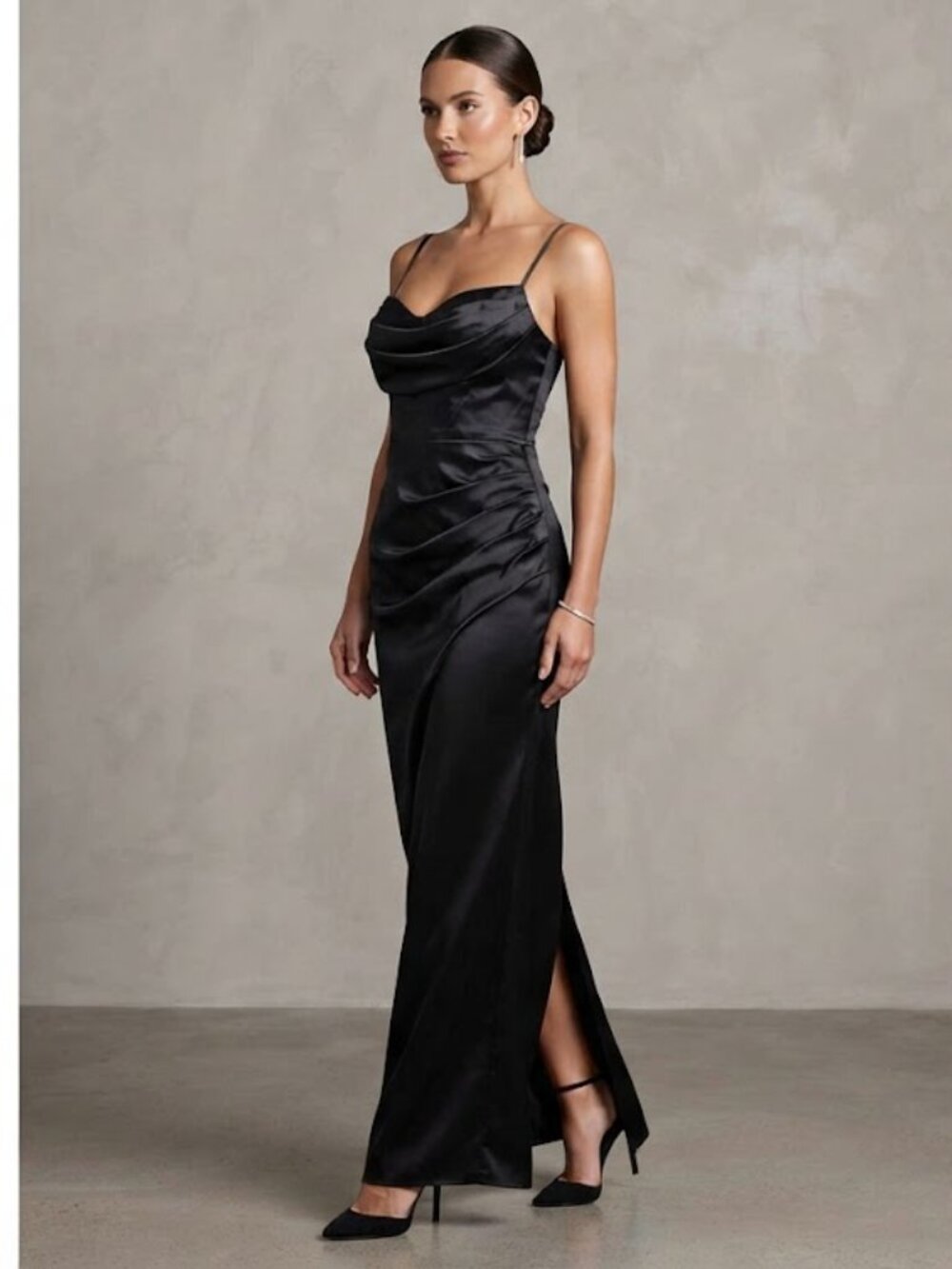 Wear Your Love Spaghetti Strap‎ Zip Up Silky Maxi Gown Dress Medium